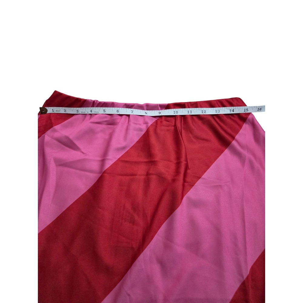 Petal & Pup Kailey Midi Skirt Red Pink Striped Satin High Waist Size L NWT - Picture 11 of 12